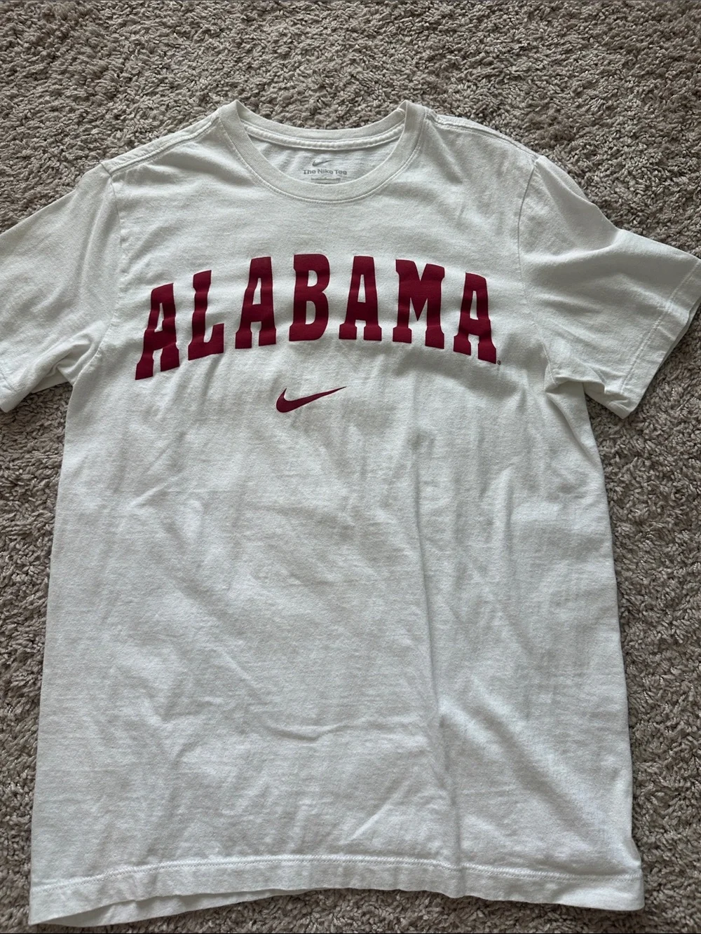 Nike White T-Shirt with Crimson Alabama Logo